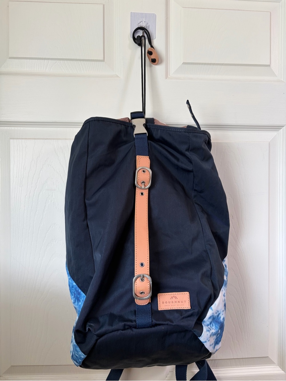 Doughnut Travel Backpack Navy with Tan Strap